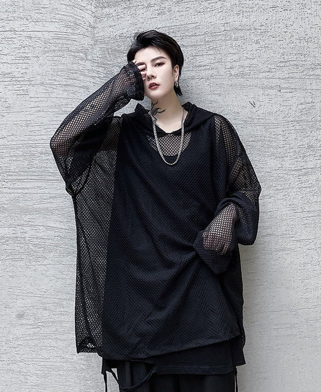 Black Mesh Hoodie