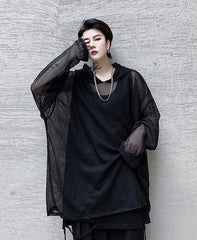 Black Mesh Hoodie