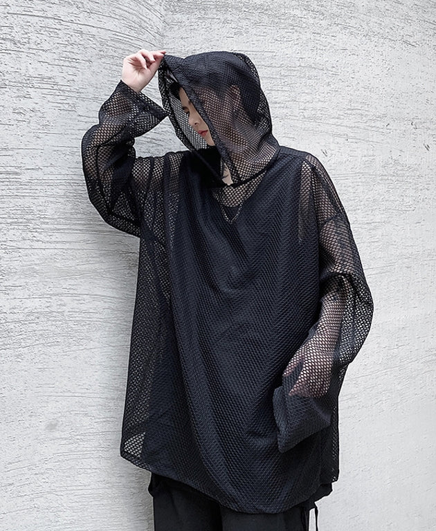 Black Mesh Hoodie