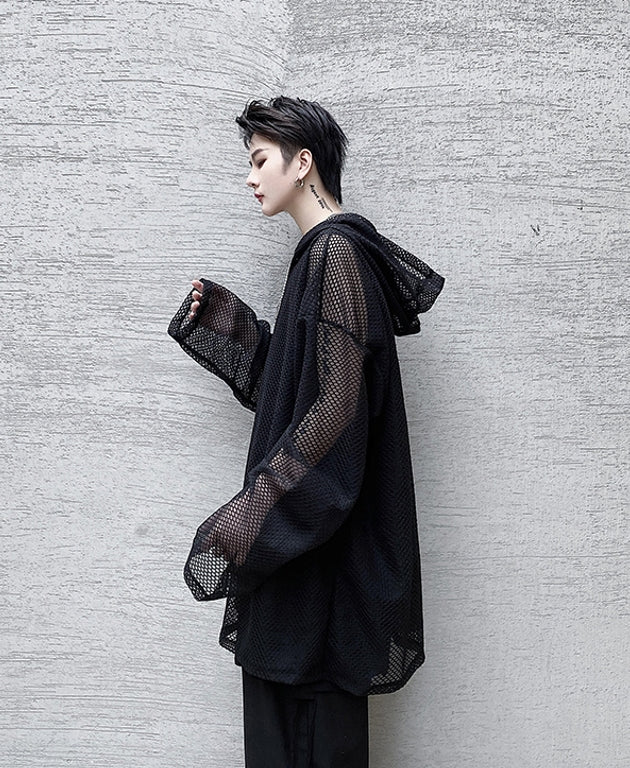 Black Mesh Hoodie