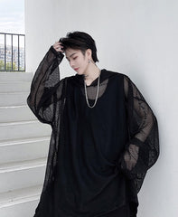 Black Mesh Hoodie