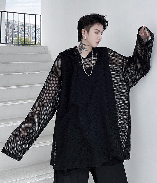 Black Mesh Hoodie