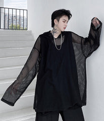 Black Mesh Hoodie
