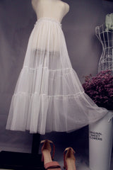 Black Mesh Tiered Skirt