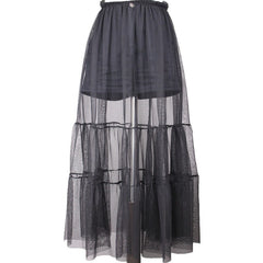 Black Mesh Tiered Skirt