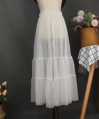 Black Mesh Tiered Skirt
