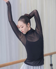 Black Mesh Turtle Neck