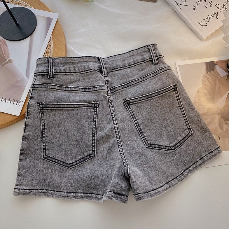 Black Micro Denim Shorts