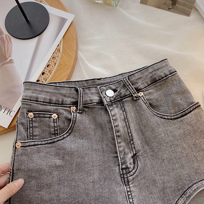 Black Micro Denim Shorts