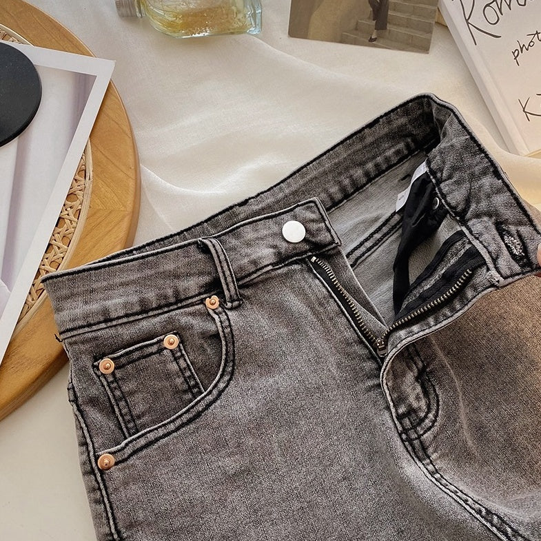 Black Micro Denim Shorts