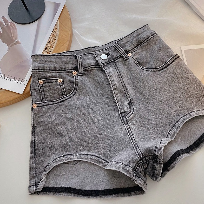 Black Micro Denim Shorts