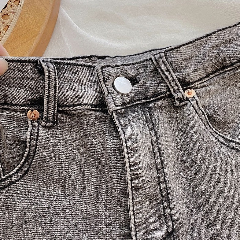 Black Micro Denim Shorts