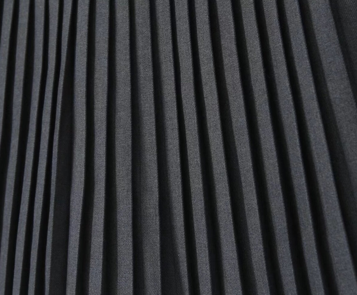 Black Micro Pleats Double Bow Skirt