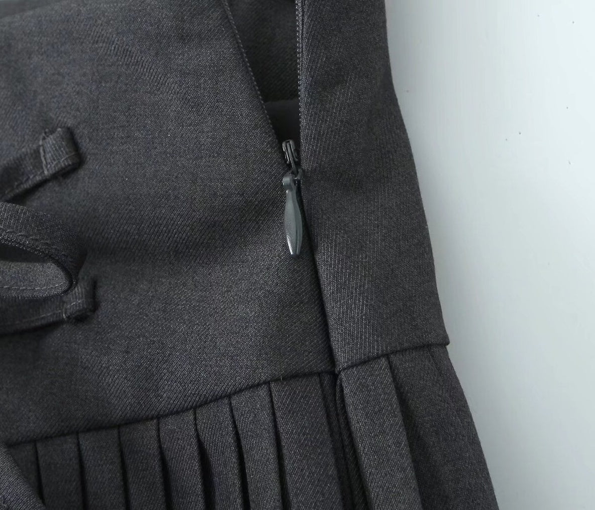 Black Micro Pleats Double Bow Skirt