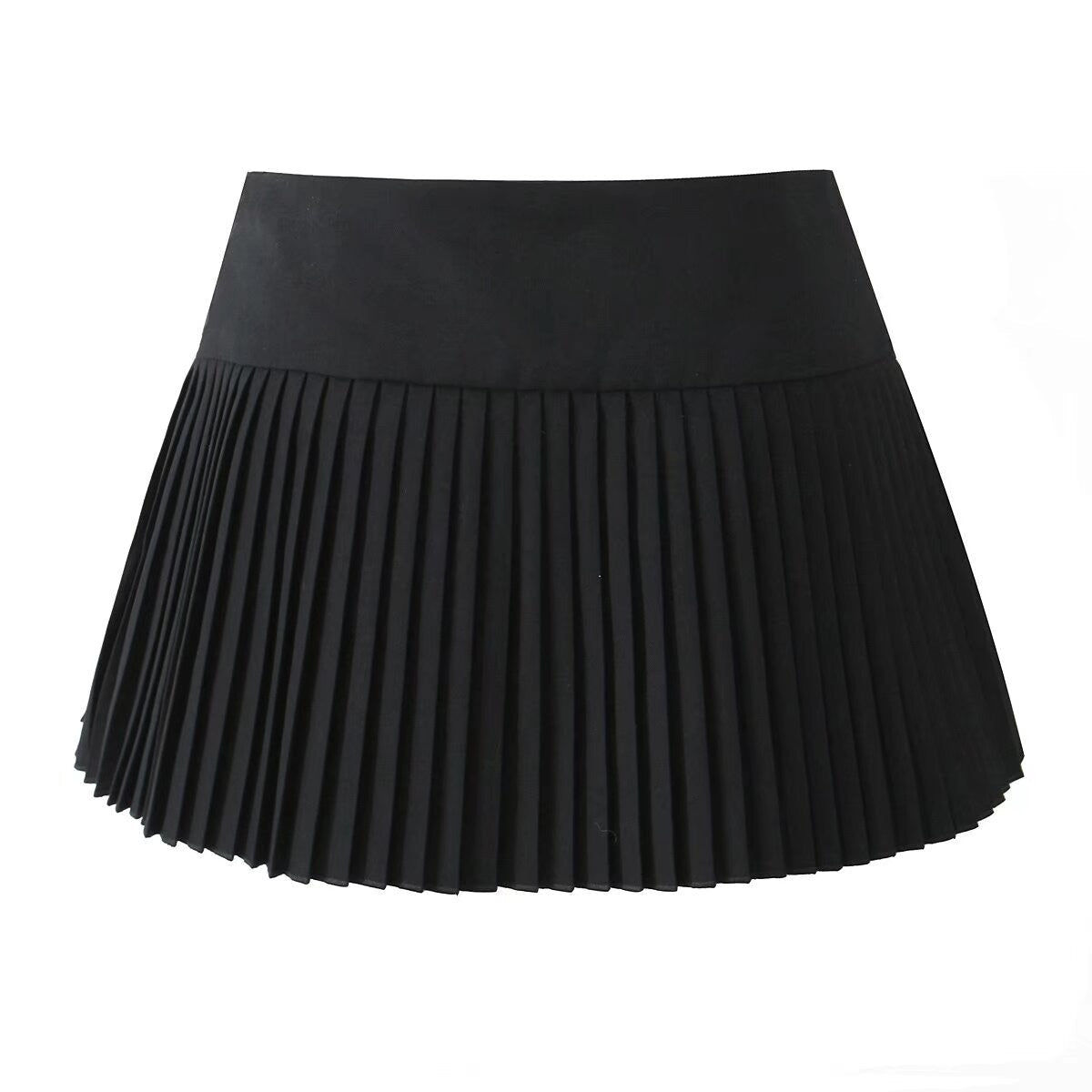 Black Micro Pleats Double Bow Skirt