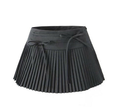 Black Micro Pleats Double Bow Skirt