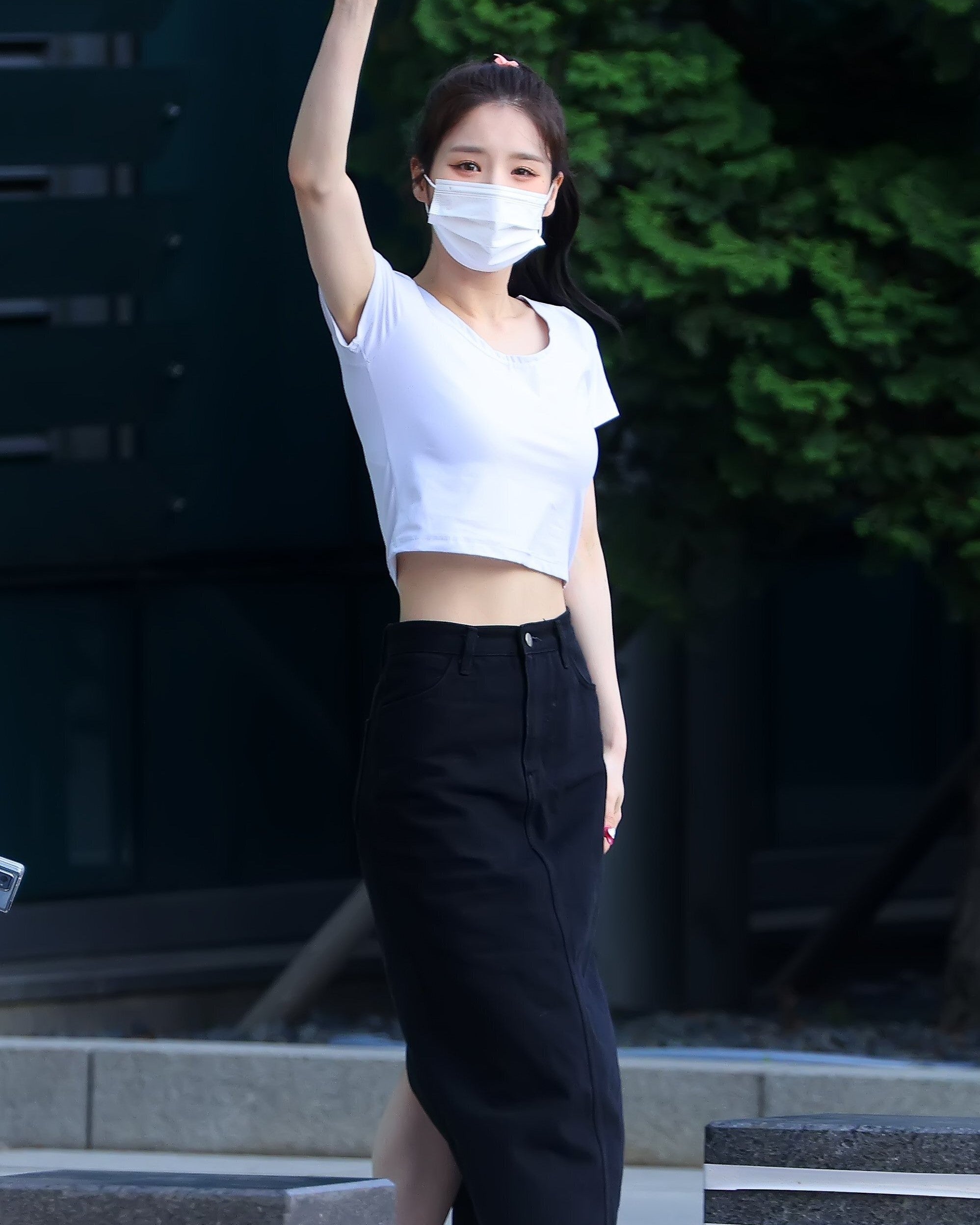 Black Midi Denim Skirt