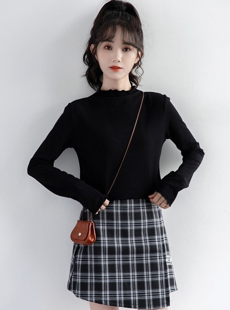 Black Mock Neck Long Sleeve Base Layer Top