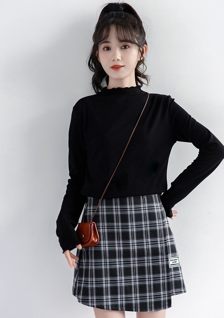 Black Mock Neck Long Sleeve Base Layer Top
