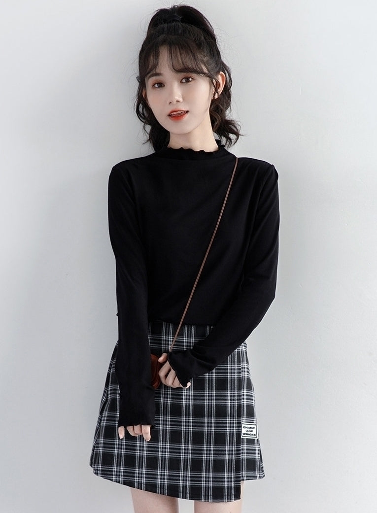 Black Mock Neck Long Sleeve Base Layer Top