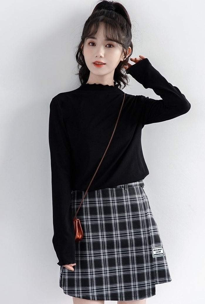 Black Mock Neck Long Sleeve Base Layer Top