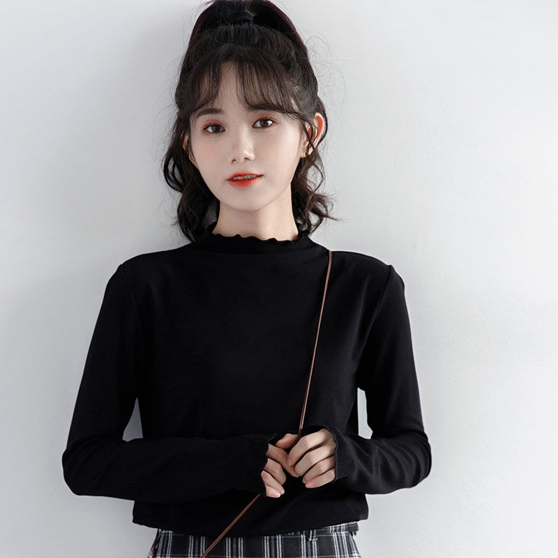 Black Mock Neck Long Sleeve Base Layer Top