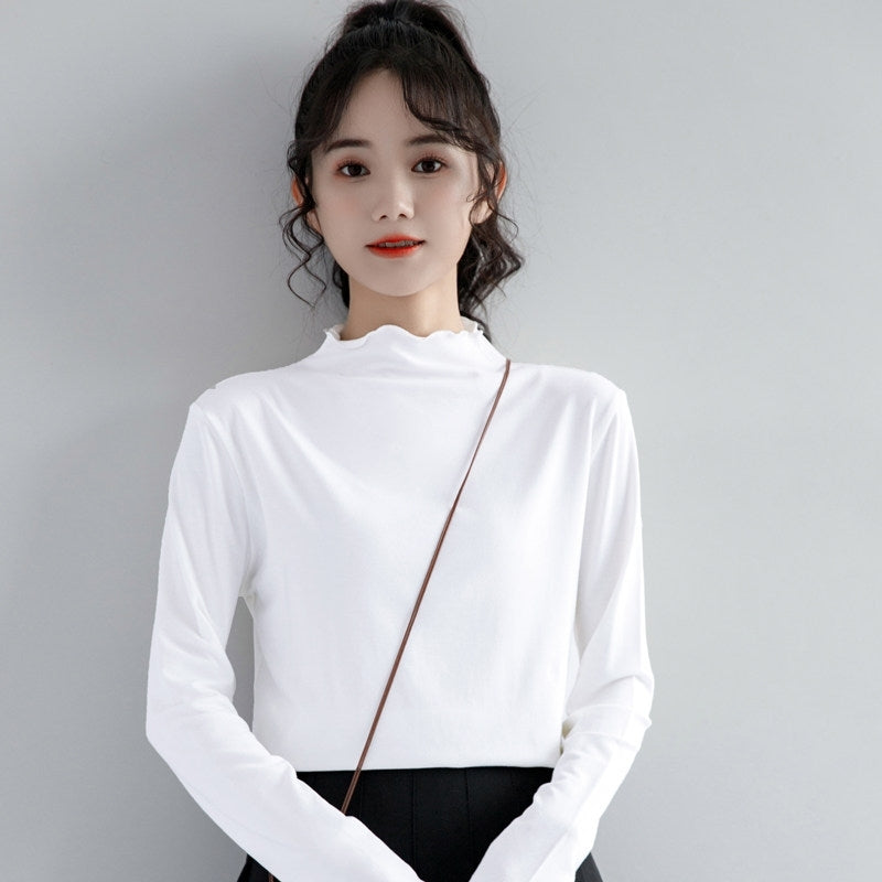 Black Mock Neck Long Sleeve Base Layer Top