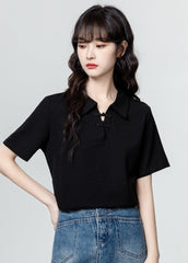 Black Modern Mandarin Collar Polo Shirt