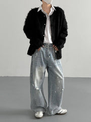 Black Mohair Button-Down Cardigan