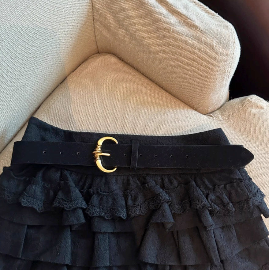 Black Multi-Layer Ruffles Mini Skirt