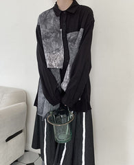 Black Multi-Pattern Patchwork Shirt