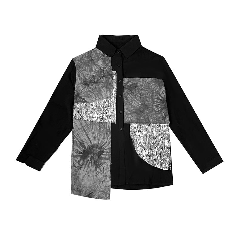 Black Multi-Pattern Patchwork Shirt