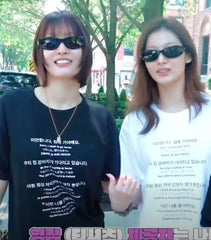Black Multilingual Letter Print T-Shirt