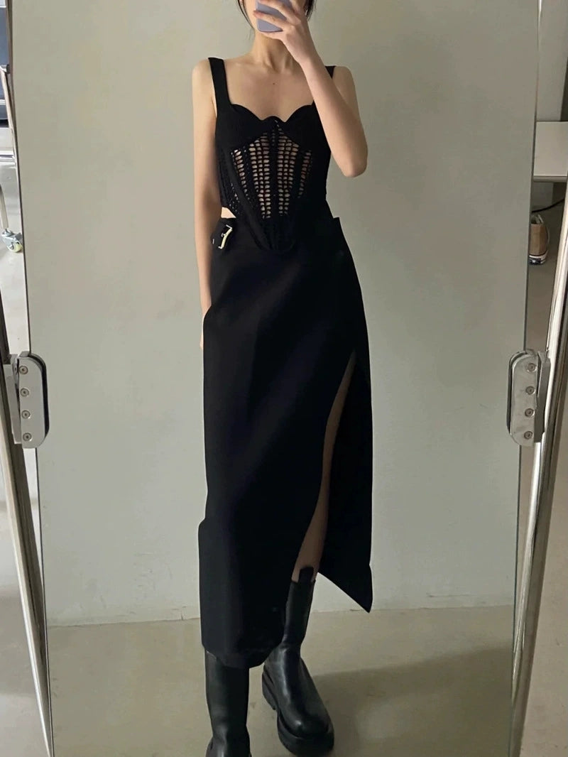 Black Net Crochet Top