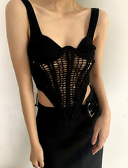 Black Net Crochet Top