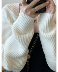 Black Off-Shoulder Knit Cardigan