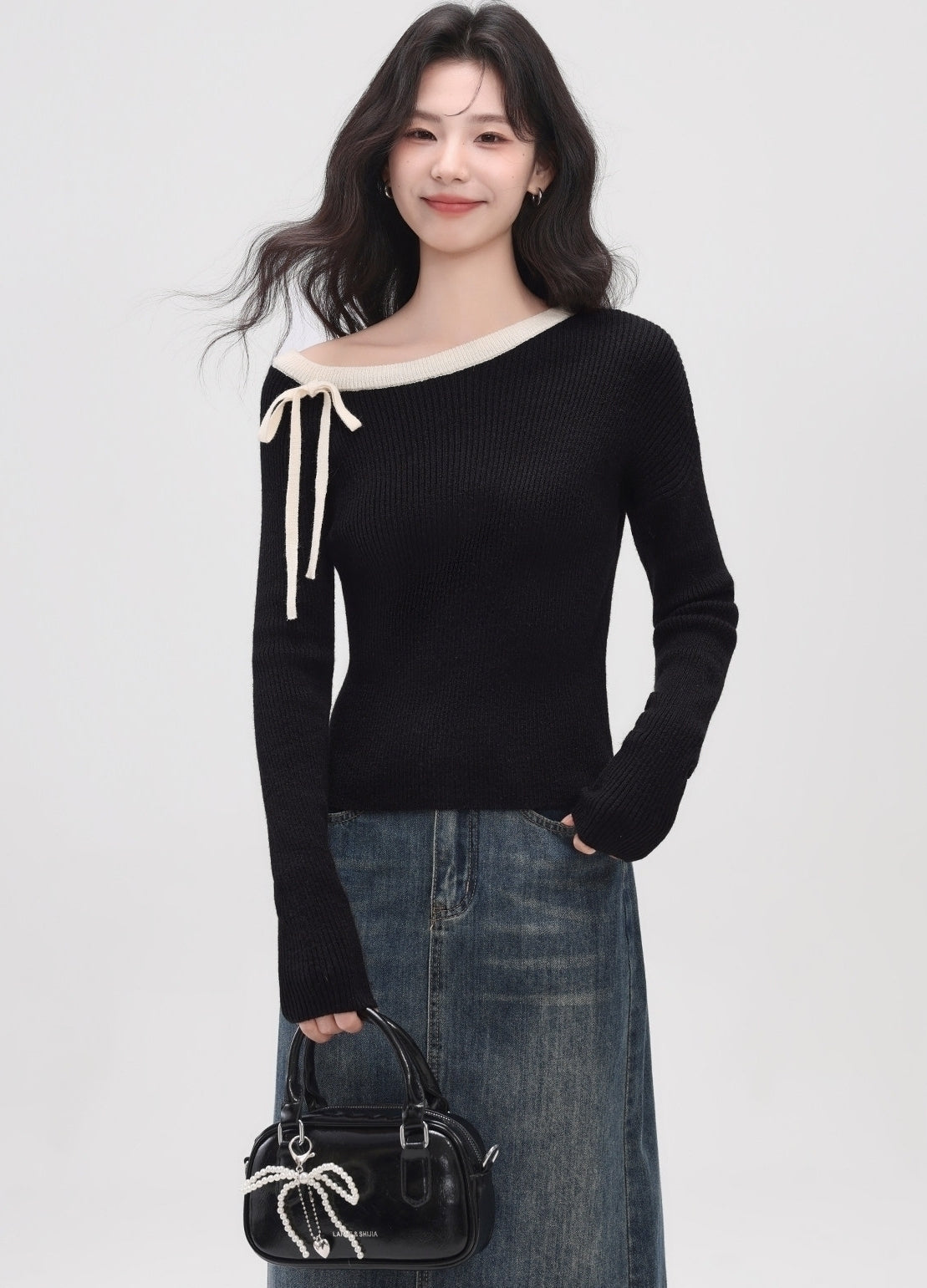 Black One Shoulder Layering Top