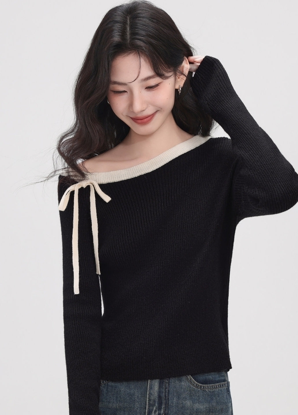 Black One Shoulder Layering Top