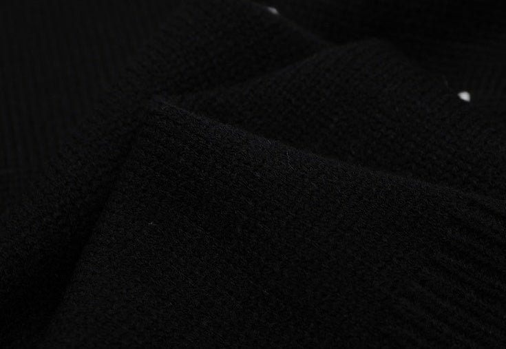 Black Outline Stitched Knit Cardigan