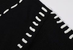 Black Outline Stitched Knit Cardigan