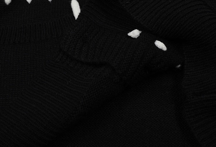 Black Outline Stitched Knit Cardigan
