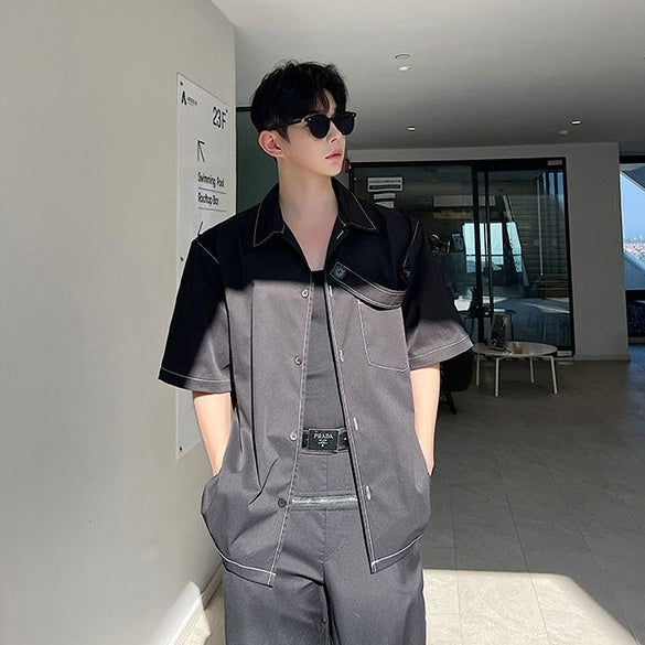 Black Outlined Short Sleeves Shirt