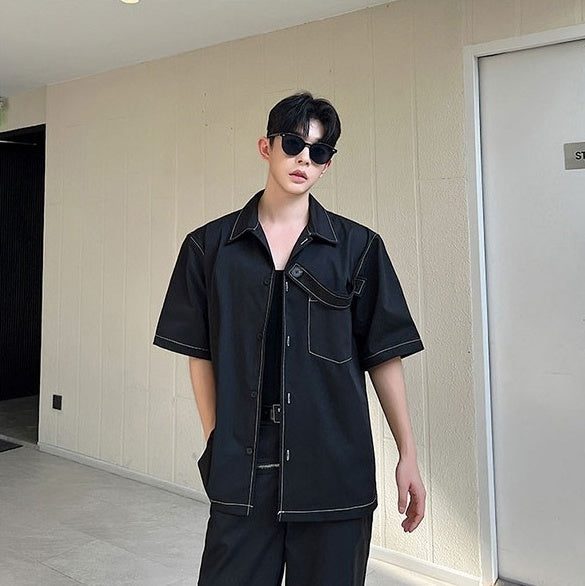 Black Outlined Short Sleeves Shirt