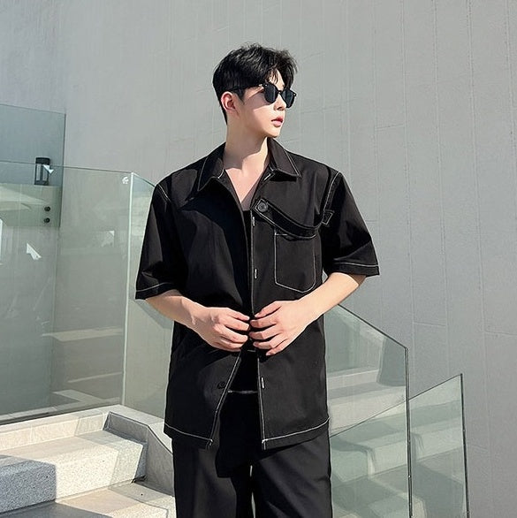 Black Outlined Short Sleeves Shirt
