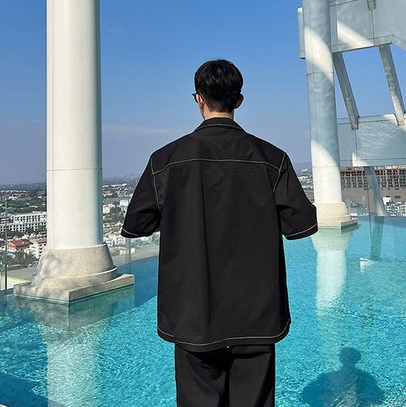 Black Outlined Short Sleeves Shirt