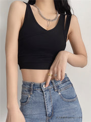 Black Overlapping Two-Piece Illusion Crop Top