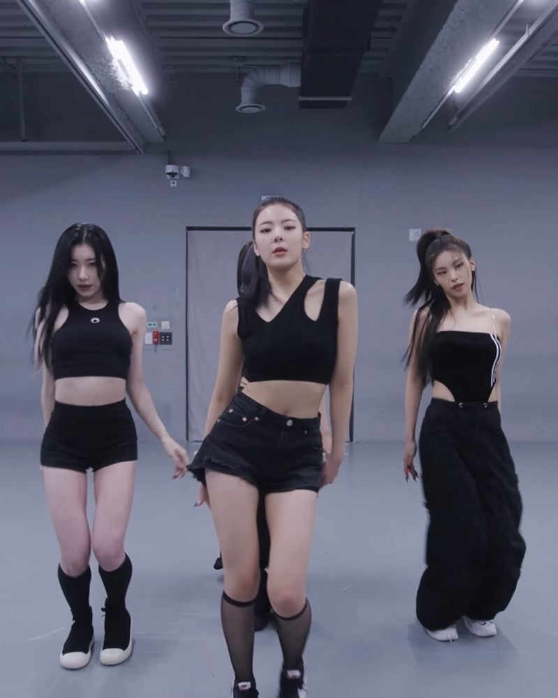 Black Overlapping Two-Piece Illusion Crop Top