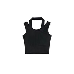 Black Overlay Strap Cropped Top