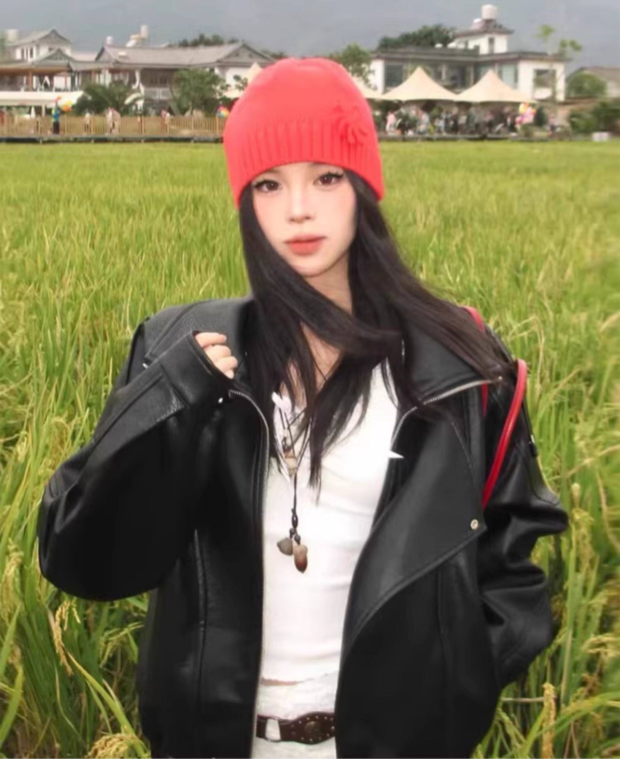 Black Oversized Faux Leather Biker Jacket