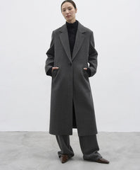 Grey Oversized Tailored Wool Long Coat